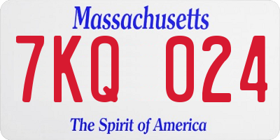 MA license plate 7KQ024