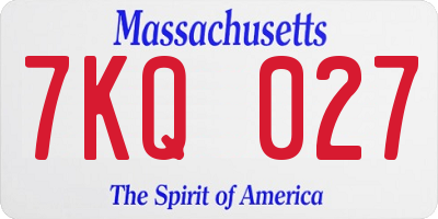 MA license plate 7KQ027