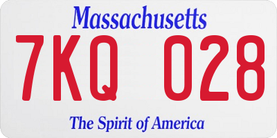 MA license plate 7KQ028