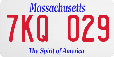 MA license plate 7KQ029