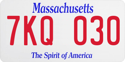 MA license plate 7KQ030