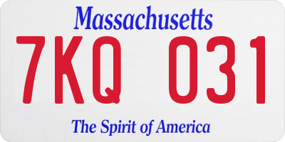 MA license plate 7KQ031