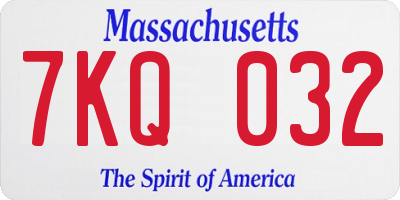 MA license plate 7KQ032