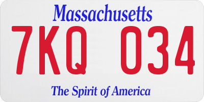 MA license plate 7KQ034