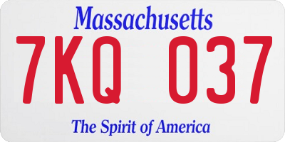 MA license plate 7KQ037