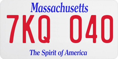 MA license plate 7KQ040