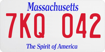 MA license plate 7KQ042