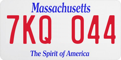 MA license plate 7KQ044