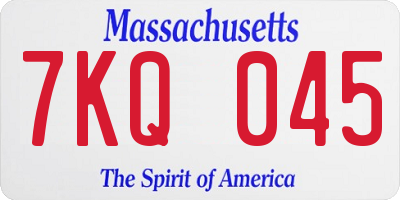 MA license plate 7KQ045