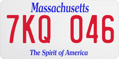 MA license plate 7KQ046