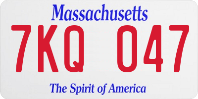 MA license plate 7KQ047