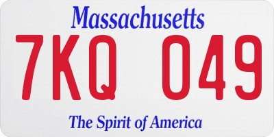 MA license plate 7KQ049