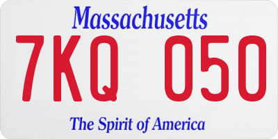 MA license plate 7KQ050