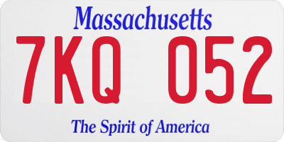 MA license plate 7KQ052