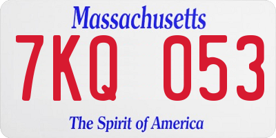 MA license plate 7KQ053