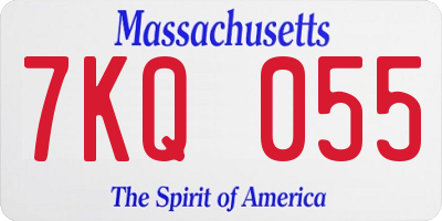 MA license plate 7KQ055