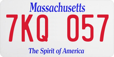 MA license plate 7KQ057