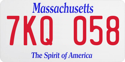 MA license plate 7KQ058