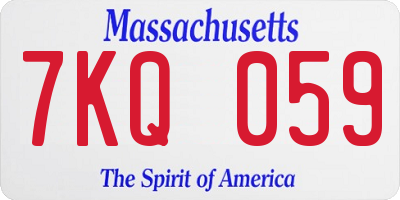 MA license plate 7KQ059