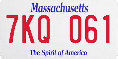 MA license plate 7KQ061