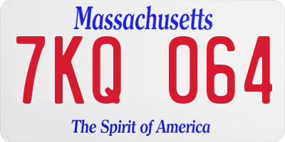 MA license plate 7KQ064