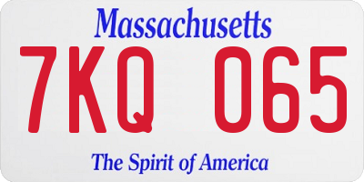 MA license plate 7KQ065