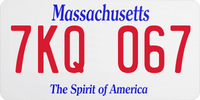 MA license plate 7KQ067