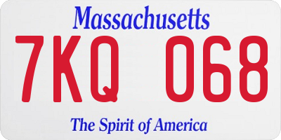 MA license plate 7KQ068