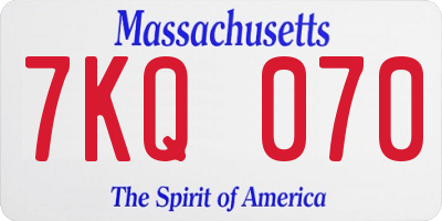 MA license plate 7KQ070