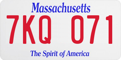 MA license plate 7KQ071