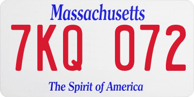 MA license plate 7KQ072