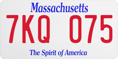 MA license plate 7KQ075
