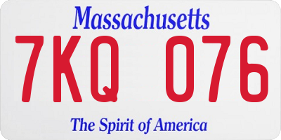 MA license plate 7KQ076