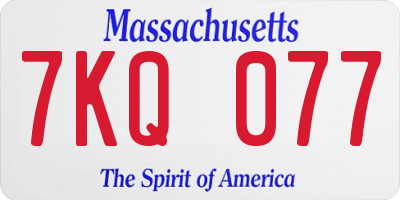 MA license plate 7KQ077