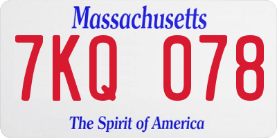 MA license plate 7KQ078