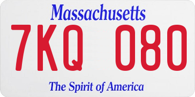MA license plate 7KQ080