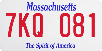 MA license plate 7KQ081