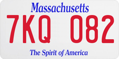 MA license plate 7KQ082