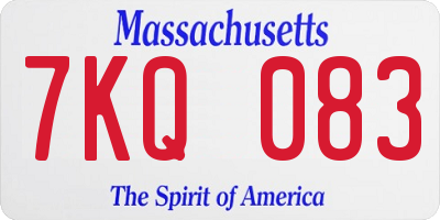 MA license plate 7KQ083