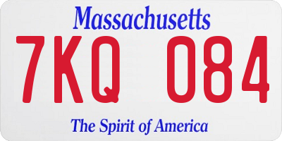 MA license plate 7KQ084