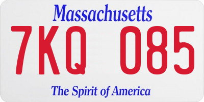 MA license plate 7KQ085