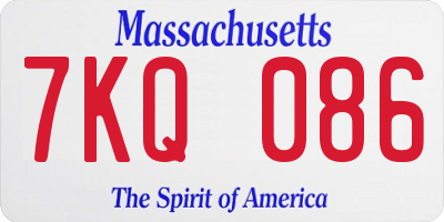 MA license plate 7KQ086