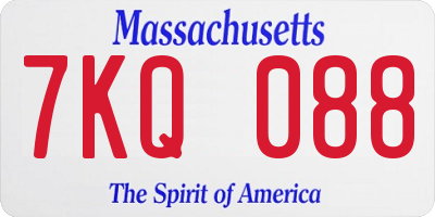MA license plate 7KQ088