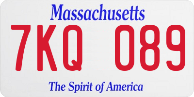 MA license plate 7KQ089