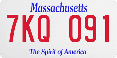 MA license plate 7KQ091