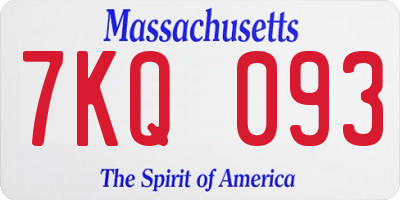 MA license plate 7KQ093