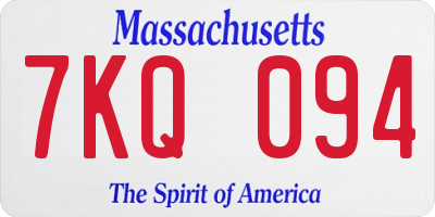 MA license plate 7KQ094