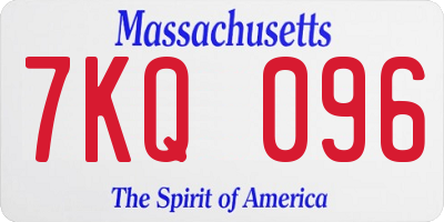 MA license plate 7KQ096