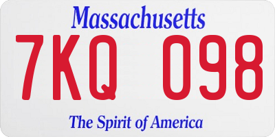 MA license plate 7KQ098