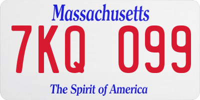 MA license plate 7KQ099
